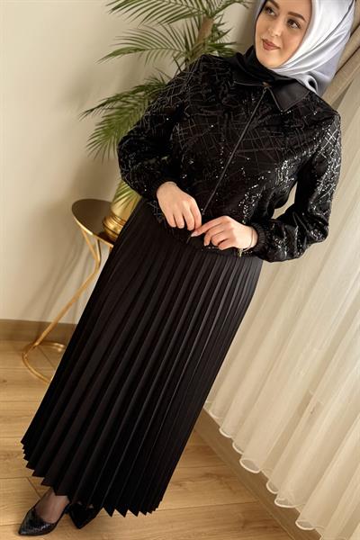 25Y85 CODE SEQUIN EMBROIDERED PLEATED SKIRT SUIT