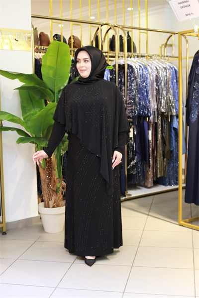 2601 CODE CHIFFON-KAPUZE MIT STEINVERZIERUNGEN