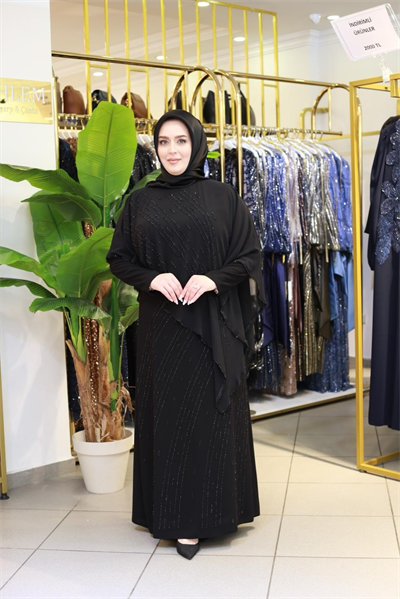 2601 CODE CHIFFON-KAPUZE MIT STEINVERZIERUNGEN