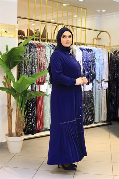 26020 KOD PİLE DETAYLI ELBİSE