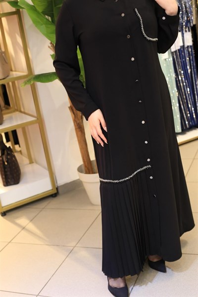 26020 KOD PİLE DETAYLI ELBİSE