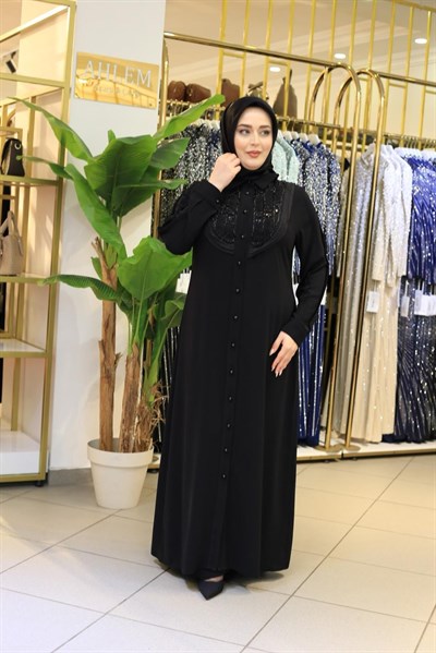 26026 KOD DÜĞMELİ ELBİSE