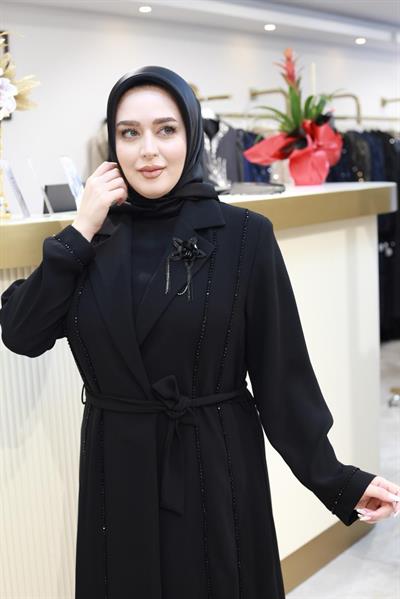 2603 KOD BRONŞLU ABAYA TAKIM SİYAH