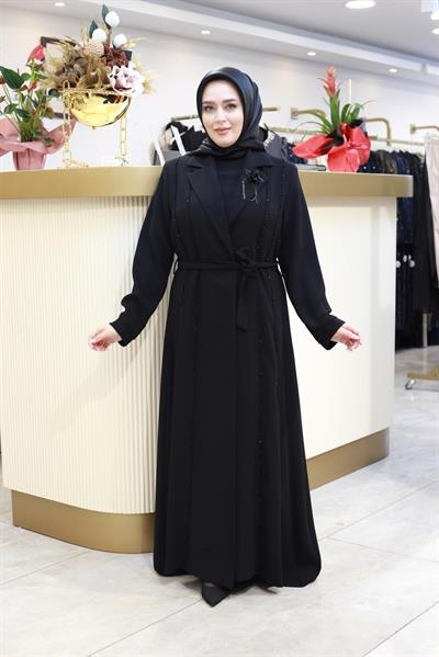 2603 KOD BRONŞLU ABAYA TAKIM SİYAH