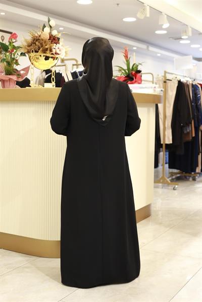 2605 KOD BRONŞLU İÇİ TAŞLI ABAYA TAKIM SİYAH