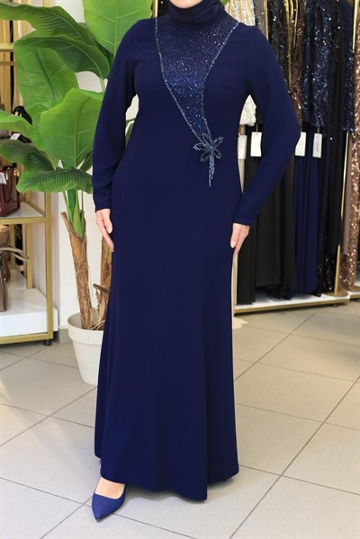 2606 KOD ÇİÇEK DETAYLI ELBİSE