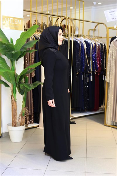 2611 KOD FLORAL İŞLEMELİ ELBİSE