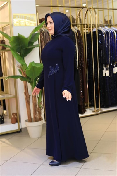 2611 KOD FLORAL İŞLEMELİ ELBİSE