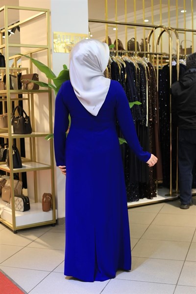 2611 KOD FLORAL İŞLEMELİ ELBİSE