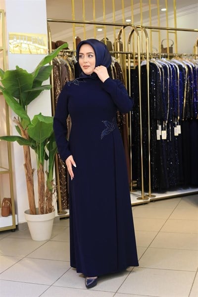 2611 KOD FLORAL İŞLEMELİ ELBİSE