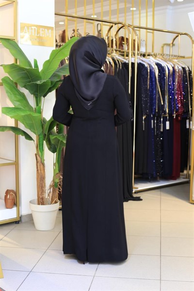 2611 KOD FLORAL İŞLEMELİ ELBİSE