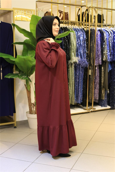 2616 KOD GÜNLÜK DÜZ ELBİSE BORDO