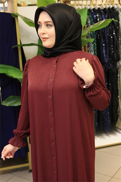 2616 KOD GÜNLÜK DÜZ ELBİSE BORDO