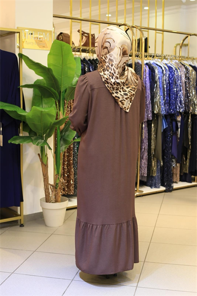 2616 KOD GÜNLÜK DÜZ ELBİSE KAHVE