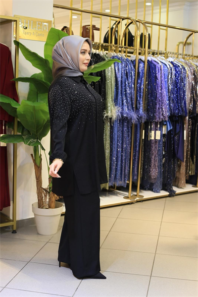 2623 KOD IŞILTILI PANTOLONLU TAKIM SİYAH