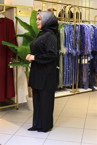 2623 KOD IŞILTILI PANTOLONLU TAKIM SİYAH