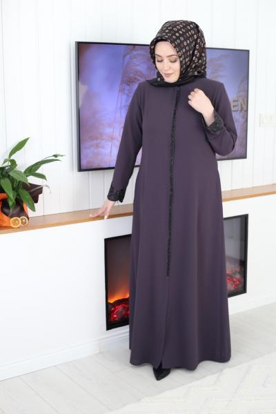 2769 CODE LOTUS EMBROIDERED STONE ABAYA