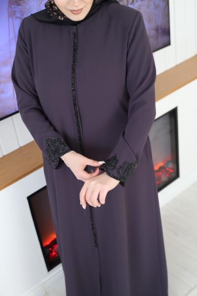 2769 CODE LOTUS EMBROIDERED STONE ABAYA