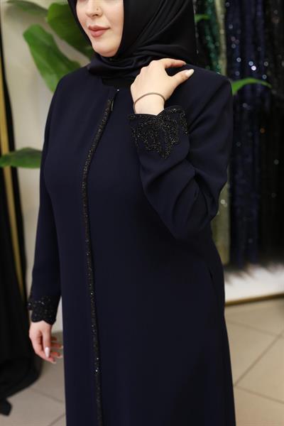 2769 CODE LOTUS EMBROIDERED STONE ABAYA