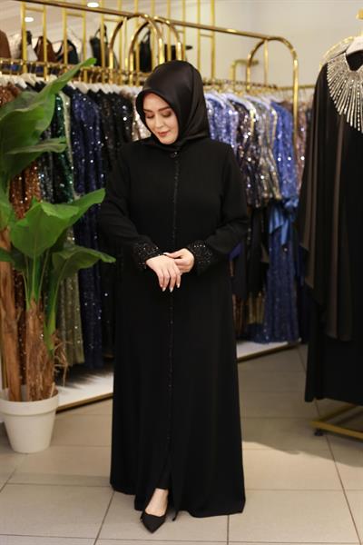 2769 CODE LOTUS EMBROIDERED STONE ABAYA