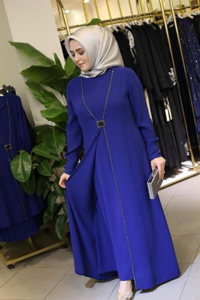 2840 CODE CREPE TAŞLI ELBİSE