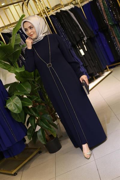 2840 CODE CREPE TAŞLI ELBİSE