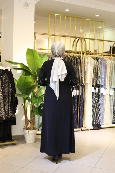 2848 KOD TAŞ İŞLEMELİ ABİYE ELBİSE SİYAH