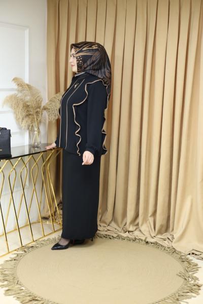 3015 KOD BİYELİ BLUZ/GÖMLEK SİYAH