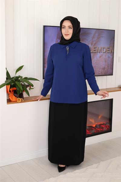 3037 KOD BRONŞ DETAYLI GÖMLEK İNDİGO