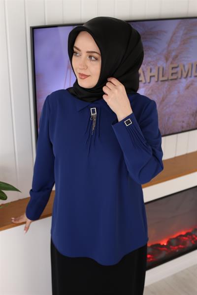 3037 KOD BRONŞ DETAYLI GÖMLEK İNDİGO
