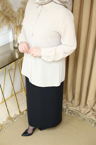 3046 KOD PARLAK DÜĞMELİ GÖMLEK BEJ