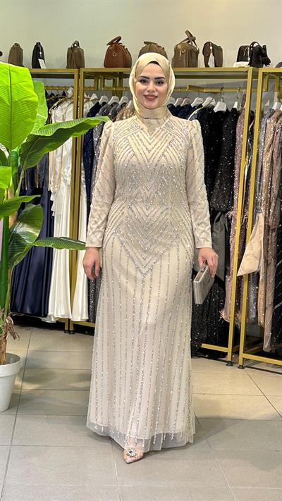 3101 CODE FULL-LENGTH EVENING DRESS WITH STONES