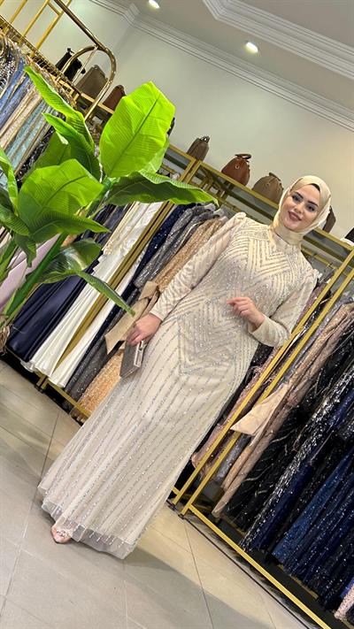 3101 CODE FULL-LENGTH EVENING DRESS WITH STONES