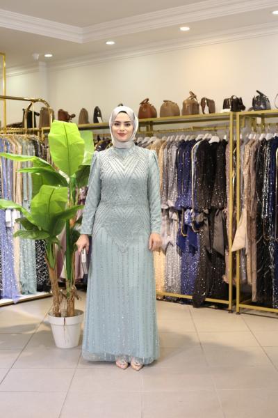 3101 CODE FULL-LENGTH EVENING DRESS WITH STONES