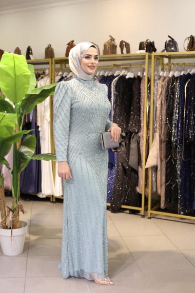 3101 CODE FULL-LENGTH EVENING DRESS WITH STONES