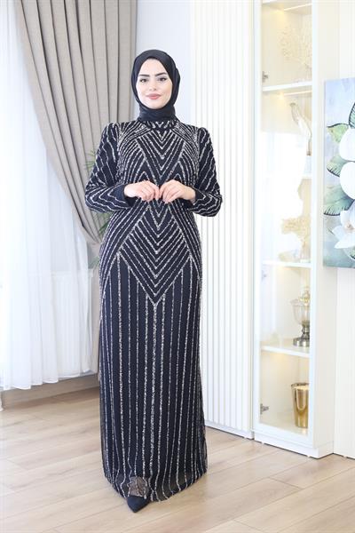 3101 CODE FULL-LENGTH EVENING DRESS WITH STONES