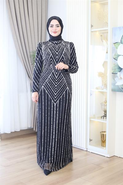 3101 CODE FULL-LENGTH EVENING DRESS WITH STONES