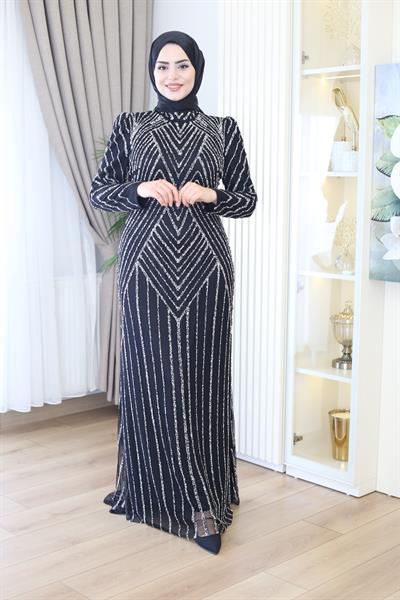 3101 CODE FULL-LENGTH EVENING DRESS WITH STONES