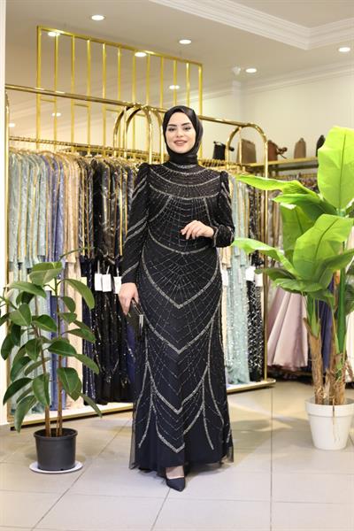 3104 CODE STONE PRINTED EVENING DRESS