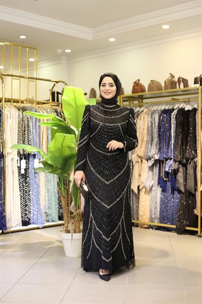 3104 CODE STONE PRINTED EVENING DRESS