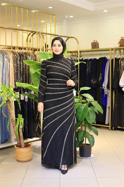 3105 CODE STONE PATTERNED EVENING DRESS