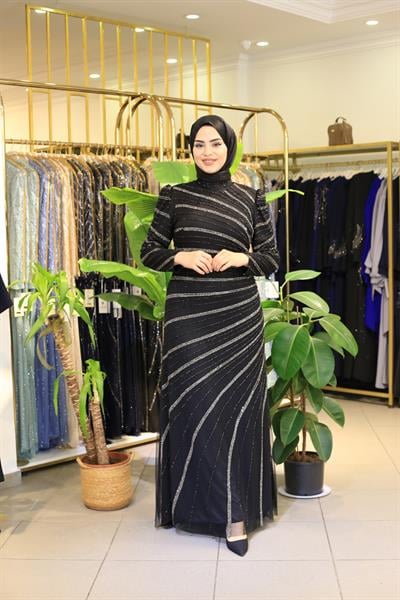 3105 CODE STONE PATTERNED EVENING DRESS