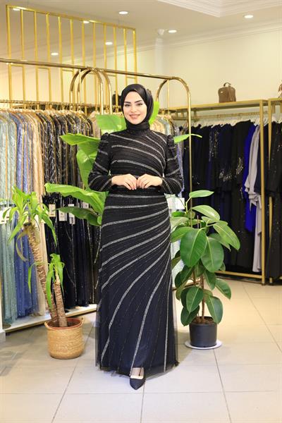 3105 CODE STONE PATTERNED EVENING DRESS