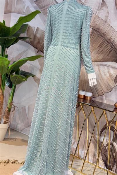 3108 CODE WHITE STONE PATTERNED EVENING DRESS