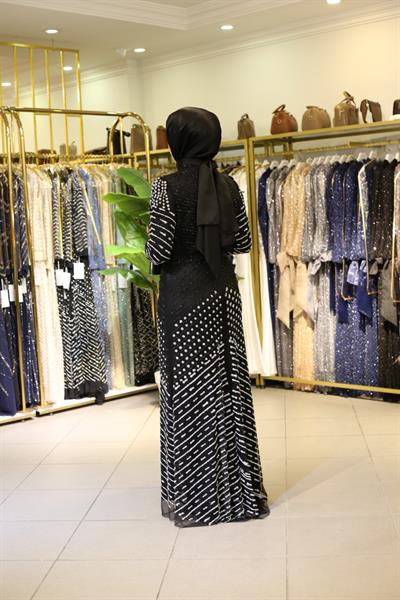 3108 CODE WHITE STONE PATTERNED EVENING DRESS