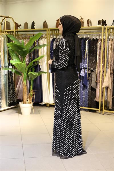 3108 CODE WHITE STONE PATTERNED EVENING DRESS