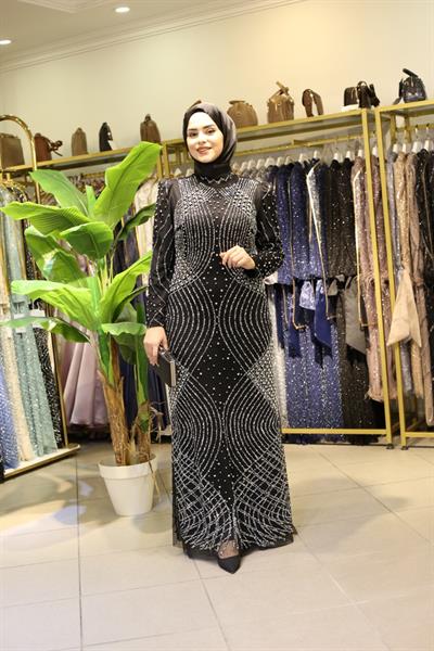 3123 CODE STONE PRINTED EVENING DRESS