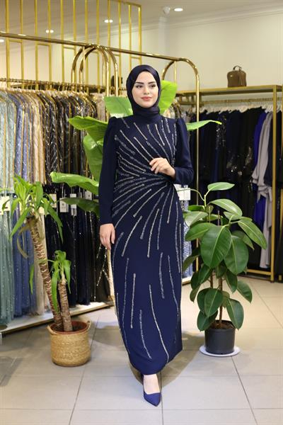 3129 CODE CREPE STONE EVENING DRESS