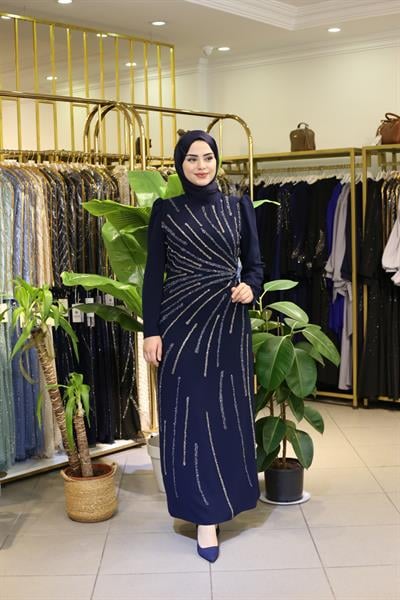 3129 CODE CREPE STONE EVENING DRESS