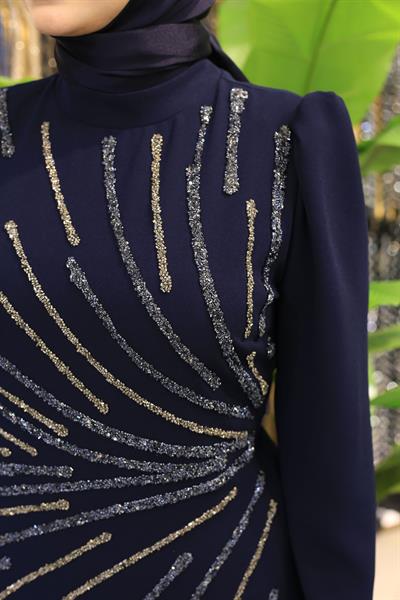 3129 CODE CREPE STONE EVENING DRESS